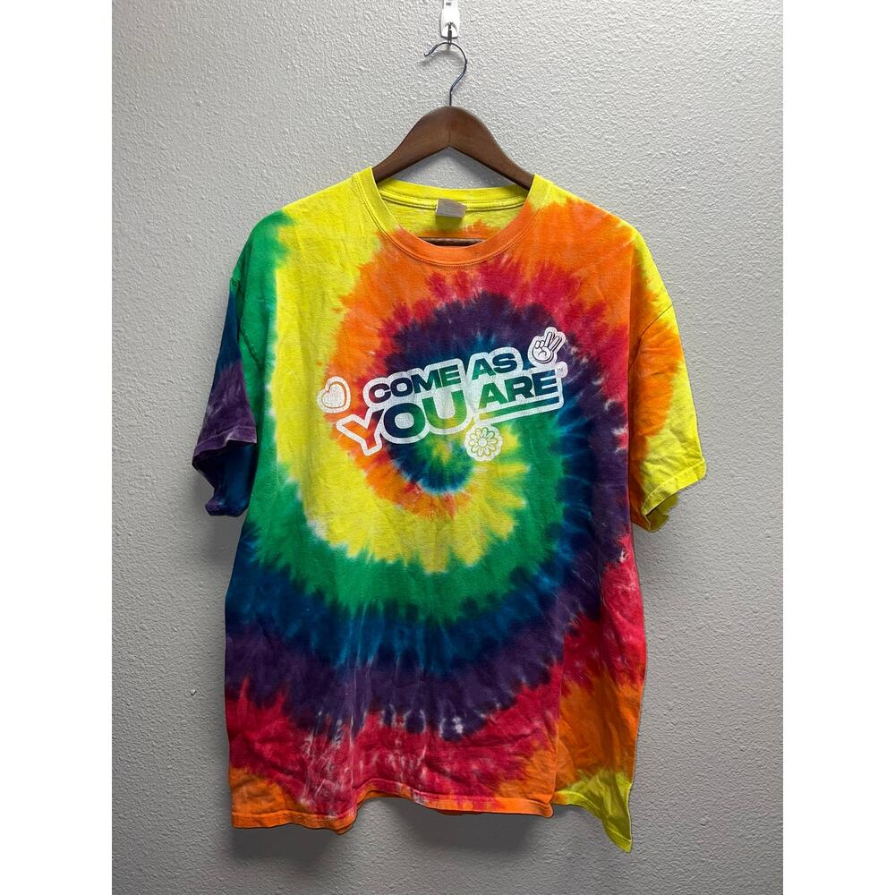 Crocs Shirt Come As Your Are Tie Dye Rainbow Multicolor Shoe Promo Tee XL
